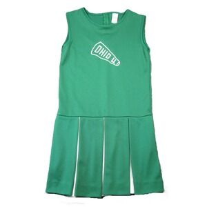 Vtg Little King Ohio University Cheer Dress Girls 14 Green Pleated Uniform USA‎